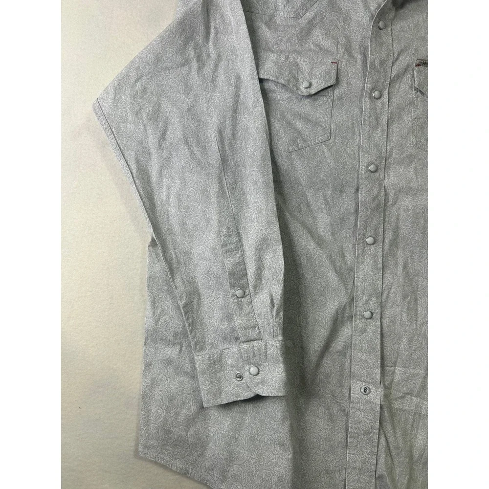 Rafter C Cowboy Collection Mens XXL Grey Paisley ProFlex Western Pearl Snap